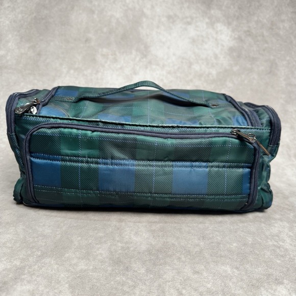 Lug Trolley XL Travel Cosmetic Toiletry Bag Plaid Green Blue - Picture 2 of 7